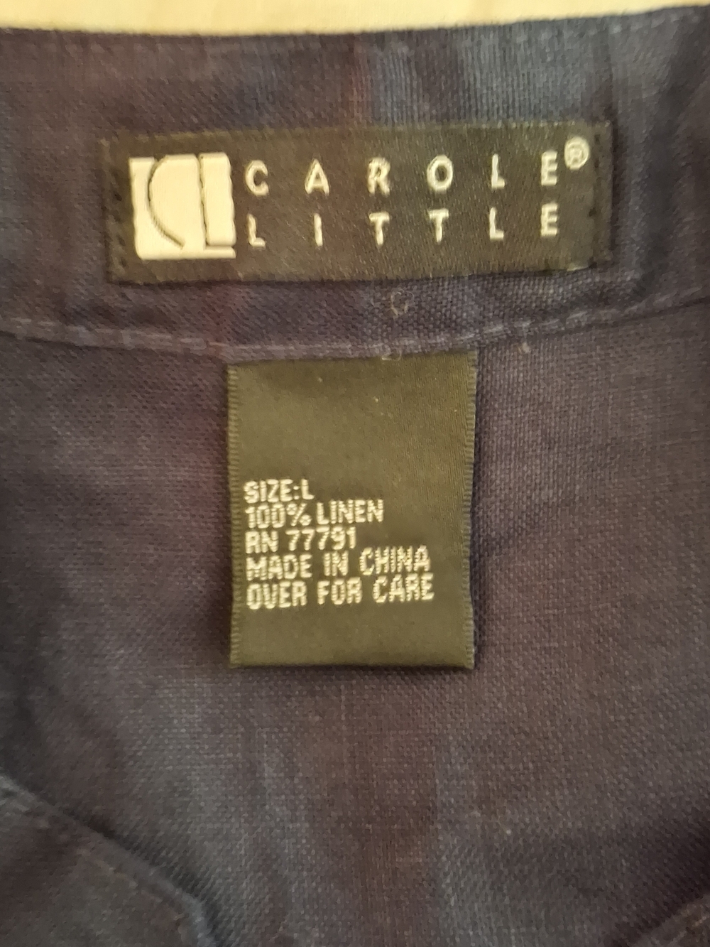 Carole Little Women's Navy Sleeveless Linen Top - Picture 4 of 6